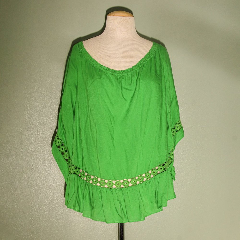 INTRO.Green Peasant Blouse Size PM